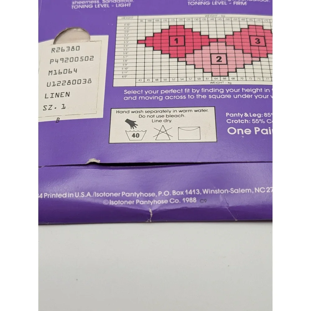 VTG 1988 Isotoner Silky Sheer Sandalfoot Pantyhose Linen Size 1 Style 502 NOS